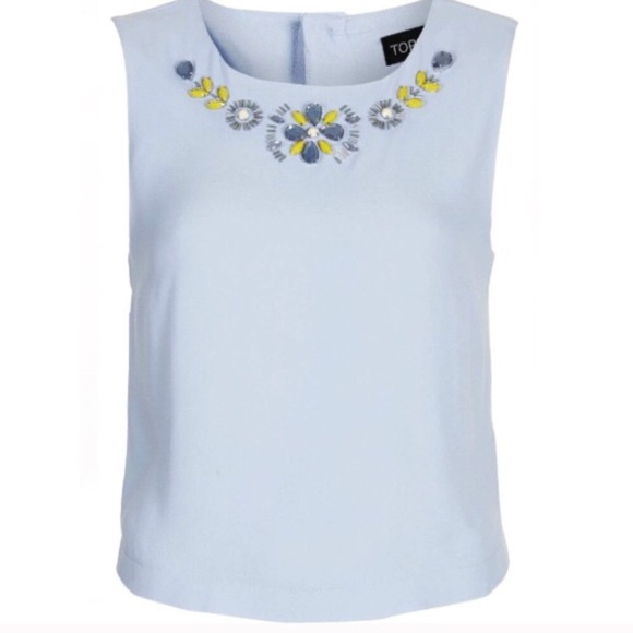 Topshop Tops - •Topshop• Beaded Neck Blouse